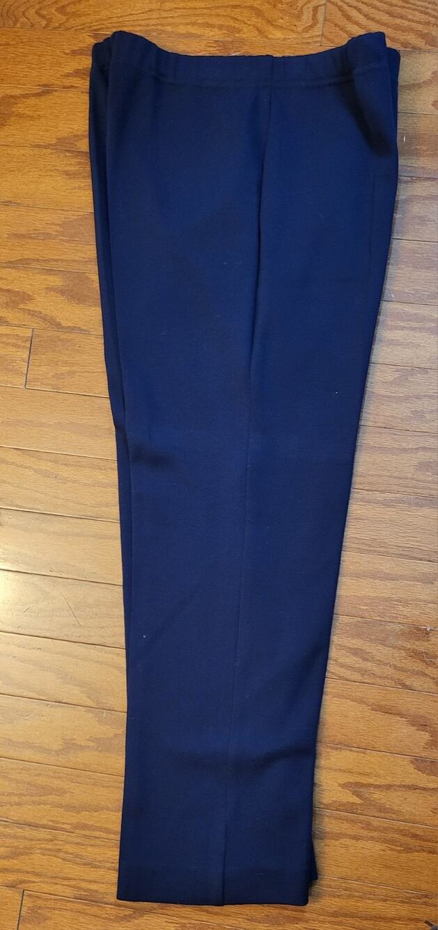 Stizzoli Women's Wool Navy Blue Elastic Waist, Pants Made in Italy Size 56IT